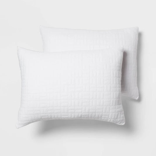 Standard/Queen Medium 2pk Plush Knit Bed Pillows White - Room Essentials