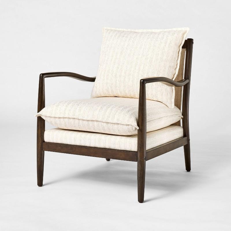 Wood Frame Pillow Top Accent Chair Cream (FA) - Threshold designed with Studio McGee: Upholstered, Rubberwood Base, No Assembly Required