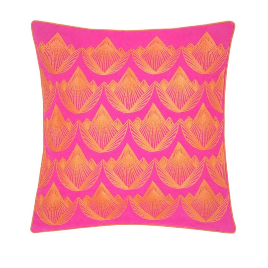 Lotus Embroidered Decorative Pillow Orange/Magenta - Rochelle Porter