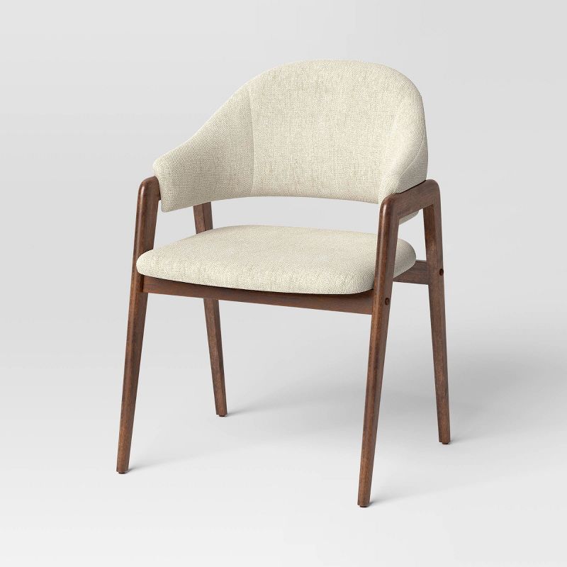 Ingleside Open Back Upholstered Wood Frame Dining Chair Linen - Threshold™: Rubberwood Armrest, No Assembly Required : Target