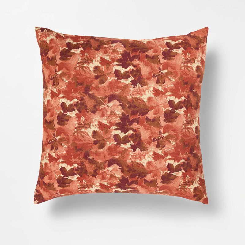 Oversized Floral Printed Square Throw Pillow - Threshold™ Designed With Studio Mcgee: Chambray Cotton, Zipper Closure, Indoor Use : Target