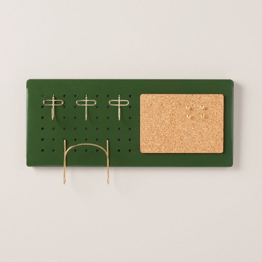 Small Metal Pegboard Wall Organizer Set Green/Gold - Hearth & Hand with Magnolia: Wall Mounted Hooks & Storage