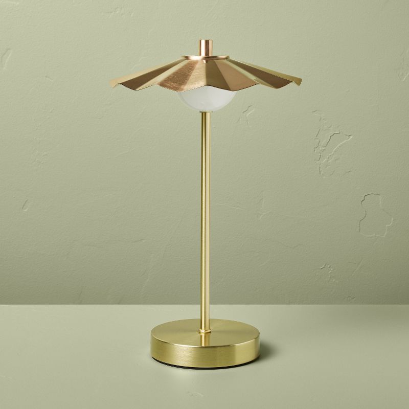 Portable Scallop Shade Table Lamp Brass/copper (includes Led Light Bulb) - Hearth & Hand™ With Magnolia : Target
