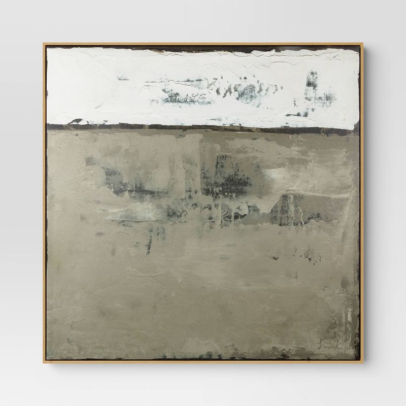 33"x33" Color Block Abstract Canvas Framed Art Neutrals - Threshold