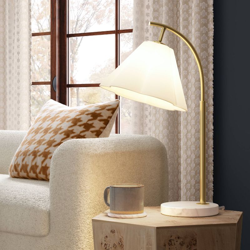 Scalloped Shade Table Lamp with Marble Base White - Threshold