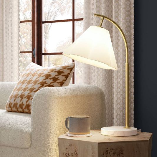 Scalloped Shade Table Lamp with Marble Base White - Threshold