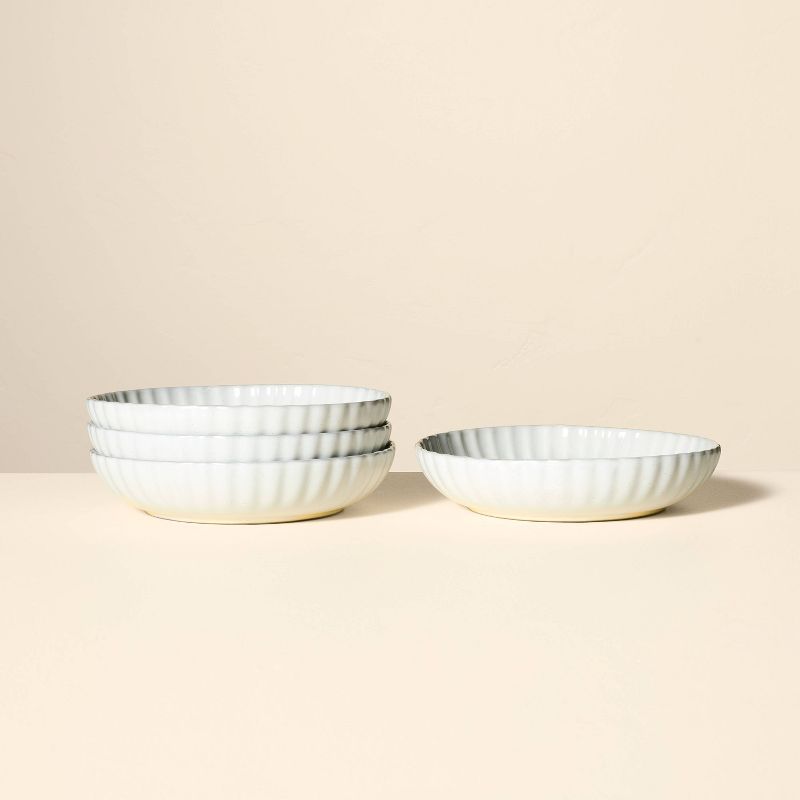 4pk 25oz Scalloped Edge Stoneware Pasta/grain Bowl Cream - Hearth & Hand™ With Magnolia: Farmhouse Kitchen Dining Set : Target