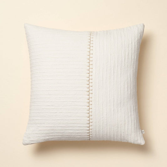 18"x18" Textured Stitch Stripe Square Throw Pillow Cream - Hearth & Hand with Magnolia