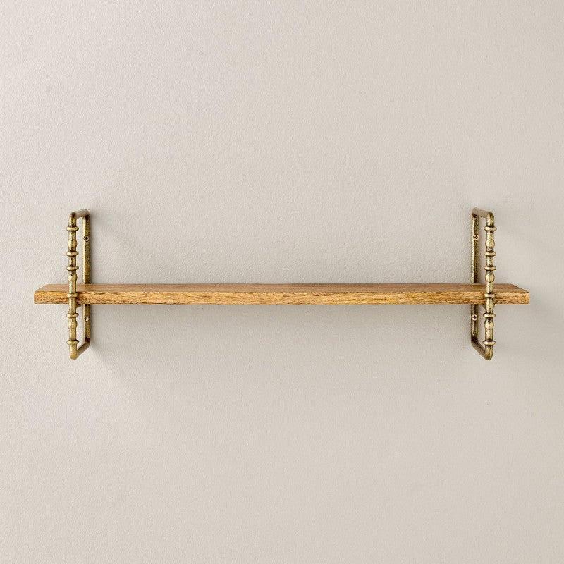 Twisted Brass and Wood Singular Wall Shelf - Hearth & Hand with Magnolia