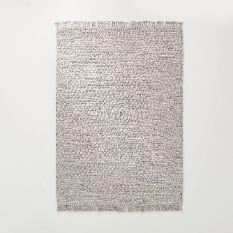 5'x7' Bleached Jute Fringe Area Rug Gray - Hearth & Hand with Magnolia