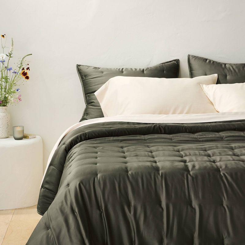 King Rayon from Bamboo Quilt Dark Olive Green - Casaluna