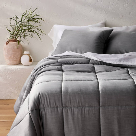 Full/Queen Rayon from Bamboo Comforter Set Dark Gray - Casaluna