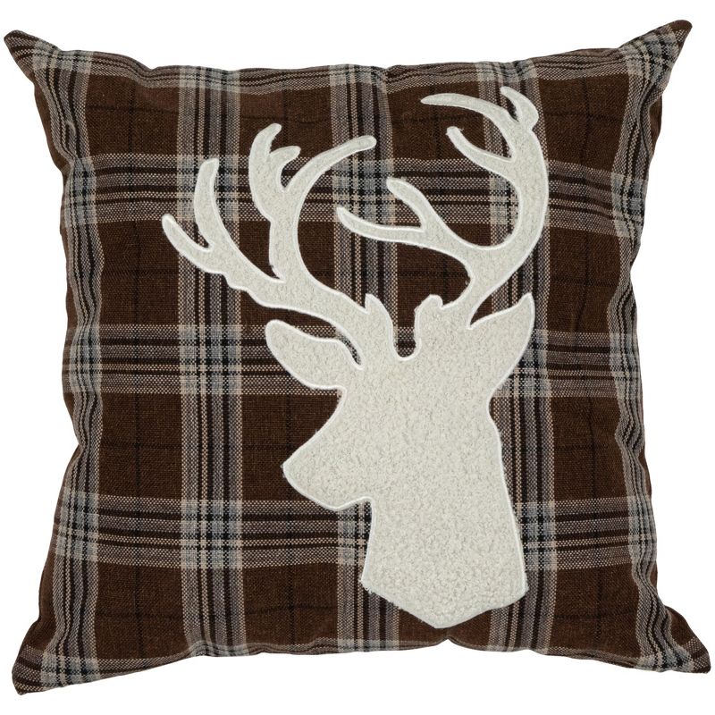 Northlight 16.5" Brown Plaid Stag Christmas Throw Pillow : Target