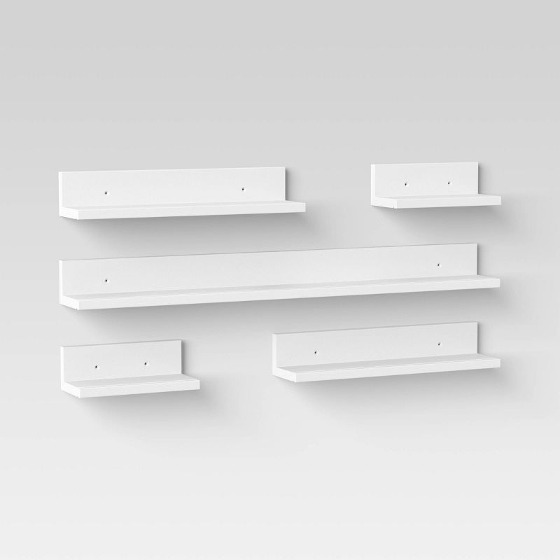 5pk Wall Shelf Picture Ledge White - Room Essentials