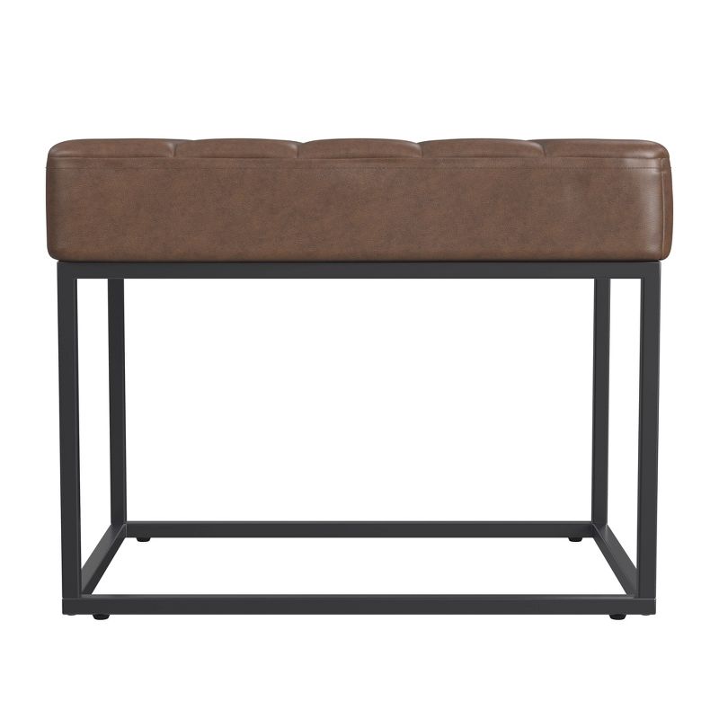 Homepop Theodore Small Ottoman Faux Leather Brown : Target