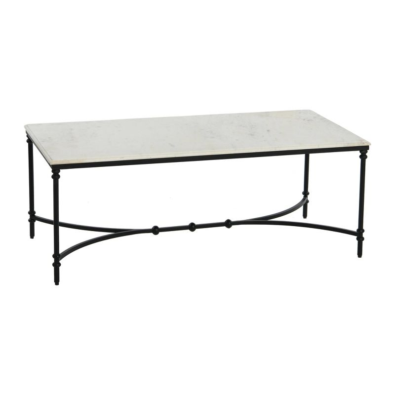 Storied Home Libertine Coffee Table Black: Elegant Rectangle Design, Marble Top, MDF Frame, 4 Leg Base
