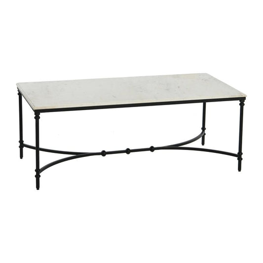 Storied Home Libertine Coffee Table Black: Elegant Rectangle Design, Marble Top, MDF Frame, 4 Leg Base