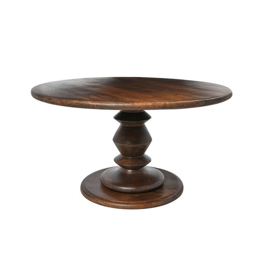 Storied Home Berns Pedestal Coffee Table Brown: Vintage Mid Century Inspired, Solid Mango Wood, 34" Diameter : Target