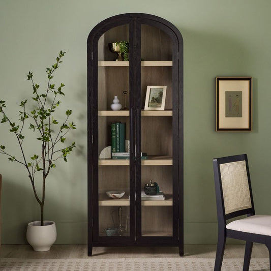 Saracina Home 76" 5 Shelf Arched Bookcase Cabinet Black : Target