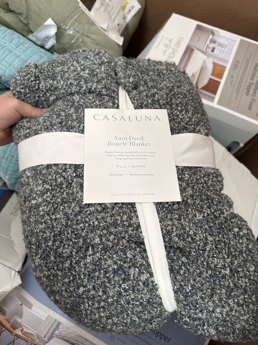 Full/Queen Boucle Blanket Blue/Gray Blend - Casaluna