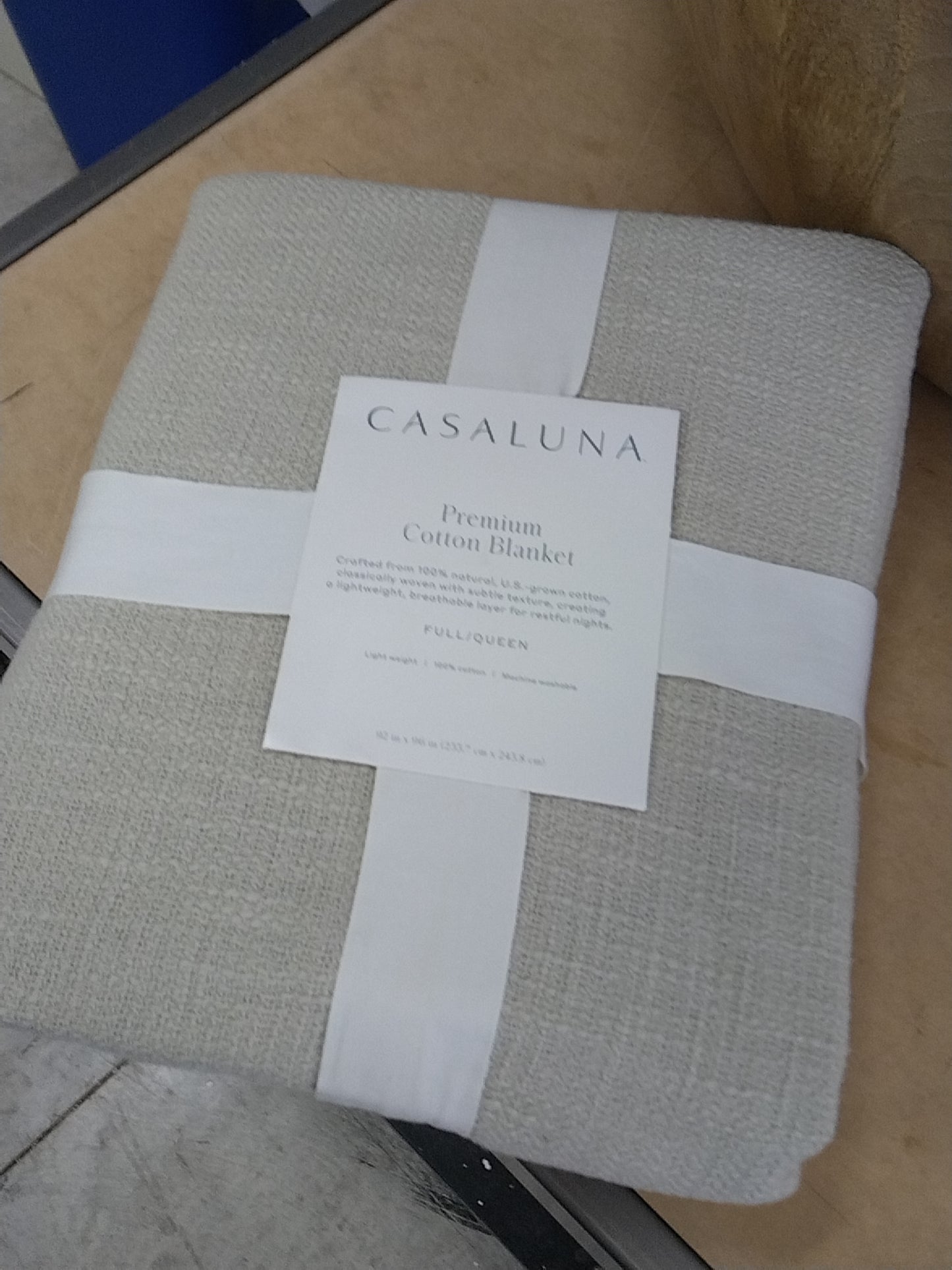 Full/Queen Cotton Slub Blanket Light Olive Green - Casaluna
