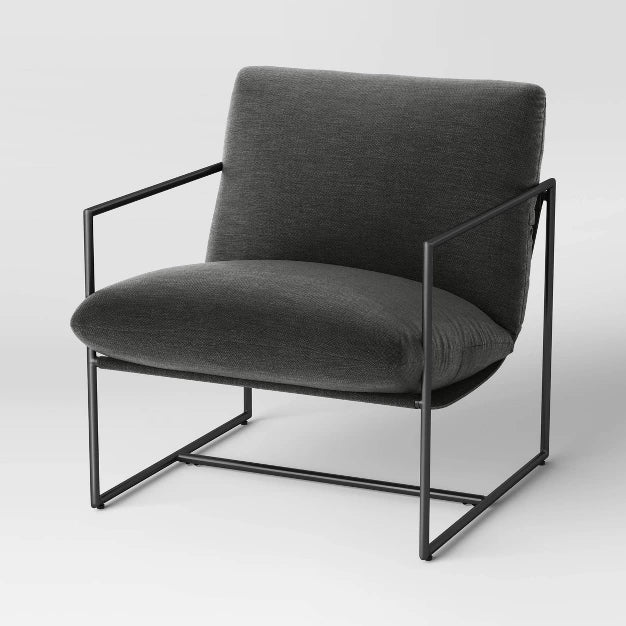 Metal Framed Sling Dorm Chair Dark Gray - Room Essentials