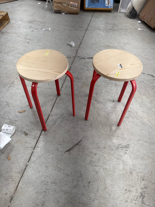 Set of 2 Plywood with Metal Base Stacking Stool Red - Room Essentials