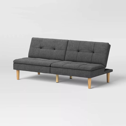 69" Tufted Dorm Futon Sofa Dark Gray - Room Essentials