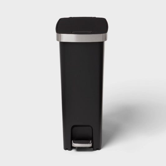 45L Slim Resin Step Trash Can with Stainless Band - Brightroom