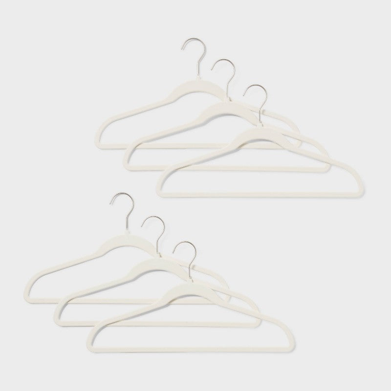 100pk Flocked Suit Hangers White - Brightroom