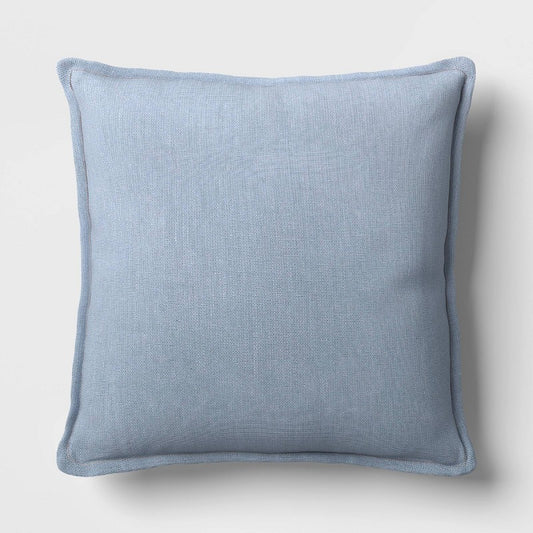 Square Linen Throw Pillow with Flange Light Blue - Threshold