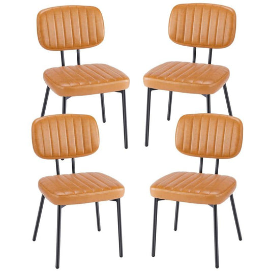 Sweetcrispy Mid Century Modern Faux Leather Upholstery Dining Chair With Metal Legs Set Of 4 - Brown : Target