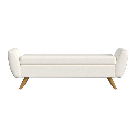 HomePop Modern Storage Bench with Wood Legs Cream