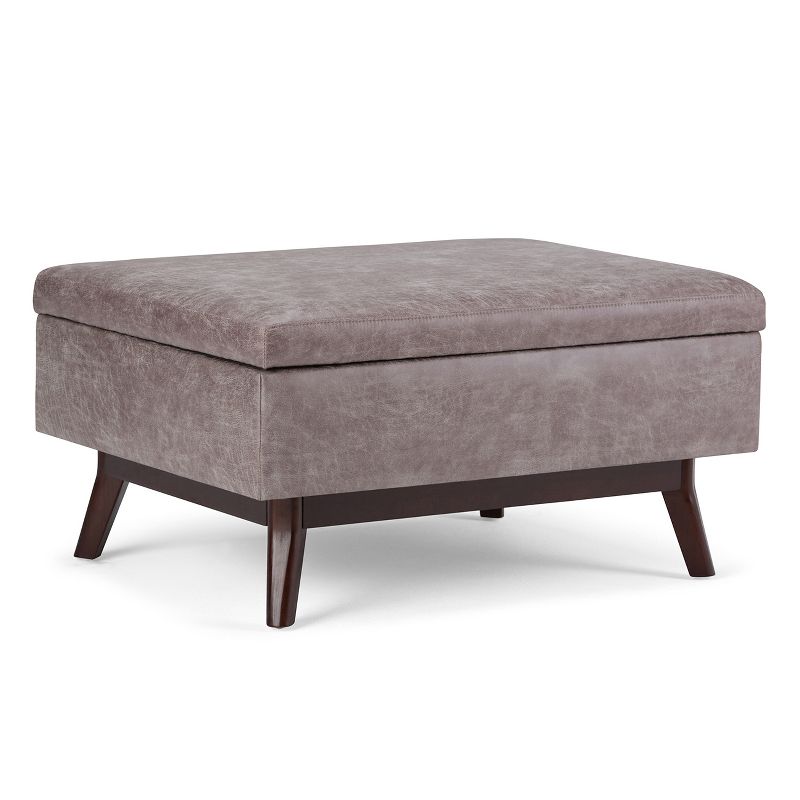 Wyndenhall 34" Ethan Coffee Table Storage Ottoman And Benches Distressed Gray/taupe : Faux Leather, Rubberwood Legs, Foam Fill : Target