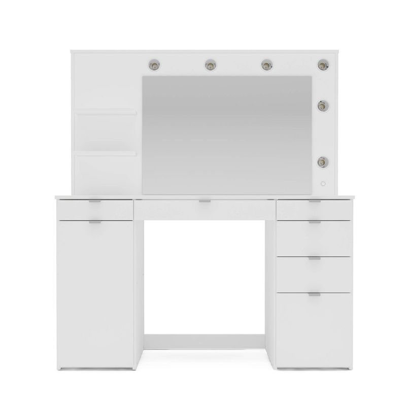 Olivia Vanity Table With Lighted Mirror White - Polifurniture: Modern Design, 6 Drawers, Storage Cabinet : Target