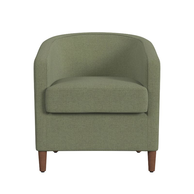 Modern Woven Barrel Accent Chair Olive Green - HomePop: Honey Oak Legs, Side Reading Chair
