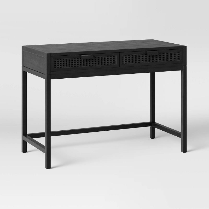 Minsmere Writing Desk With Drawers Black - Threshold™: Boho-chic Caned, Home Office Furniture : Target