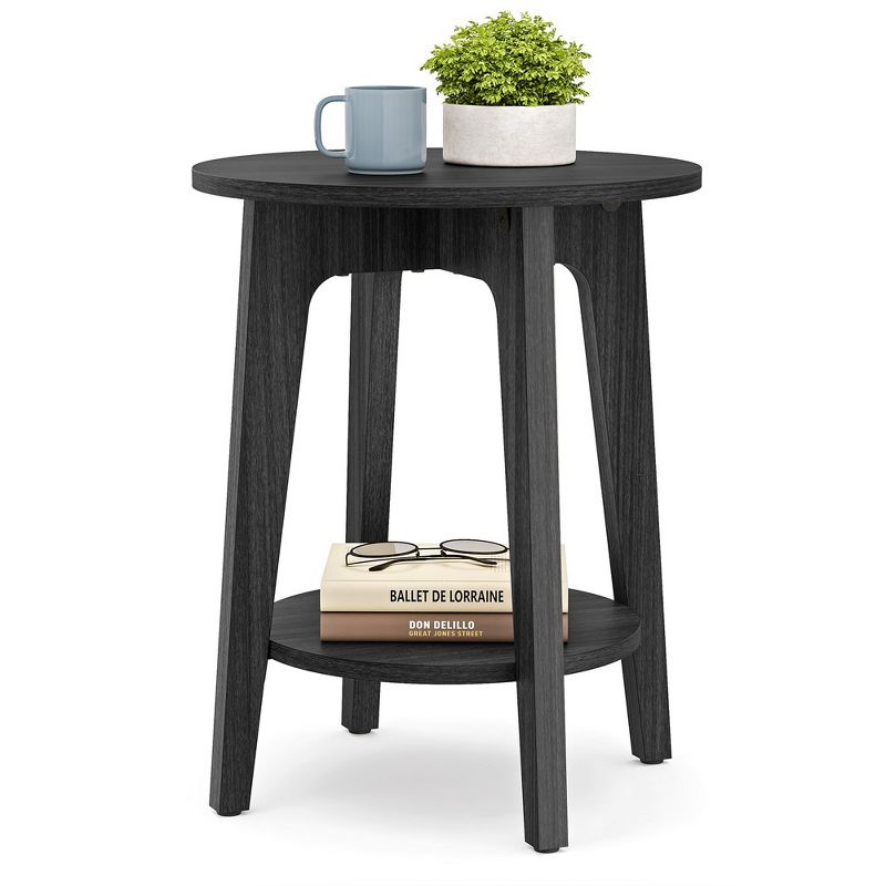 Vasagle Round Side Table With Lower Shelf, End Table For Small Spaces, Nightstand, Bedroom, Black : Target