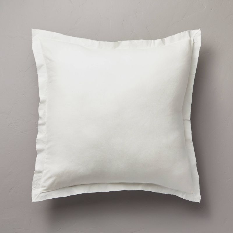 26"x26" Linen Blend Euro Bed Pillow Cream - Hearth & Hand™ With Magnolia: Indoor Square Pillow, Removable Cover, Oeko-tex Certified : Target