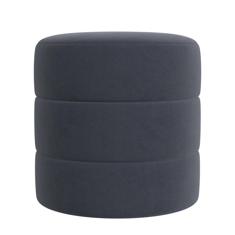 Homepop Round Upholstered Ottoman Blue Velvet: No Assembly Required, Mdf & Plywood Frame, Spot Clean : Target