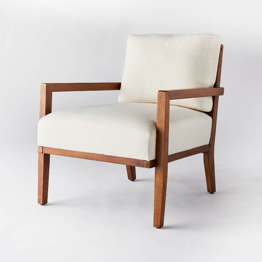 Agoura Hills Cane Back Accent Chair Cream/mid-tone Wood - Threshold™ Designed With Studio Mcgee: Rubberwood Frame, Foam Cushion : Target