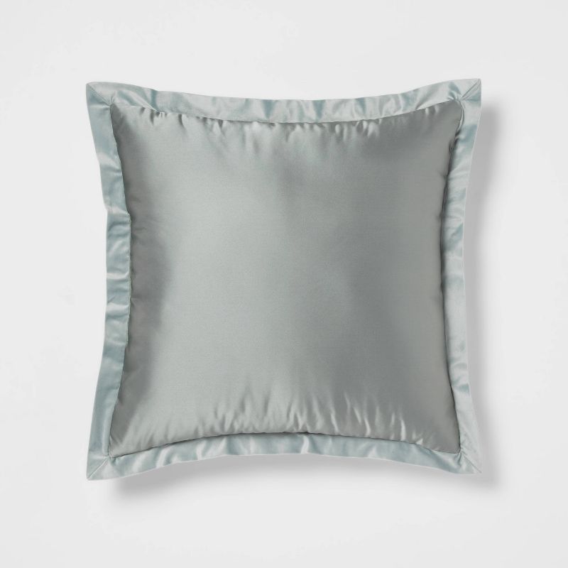 24"x24" Luxe Euro Sateen With Velvet Trim Decorative Pillow Light Teal Green - Threshold™ : Target