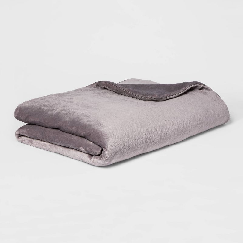 55"x80" 15lbs Micro Plush Weighted Blanket With Removable Cover Gray - Threshold™: Glass Beads, Piping Trim, Oeko-tex Certified : Target