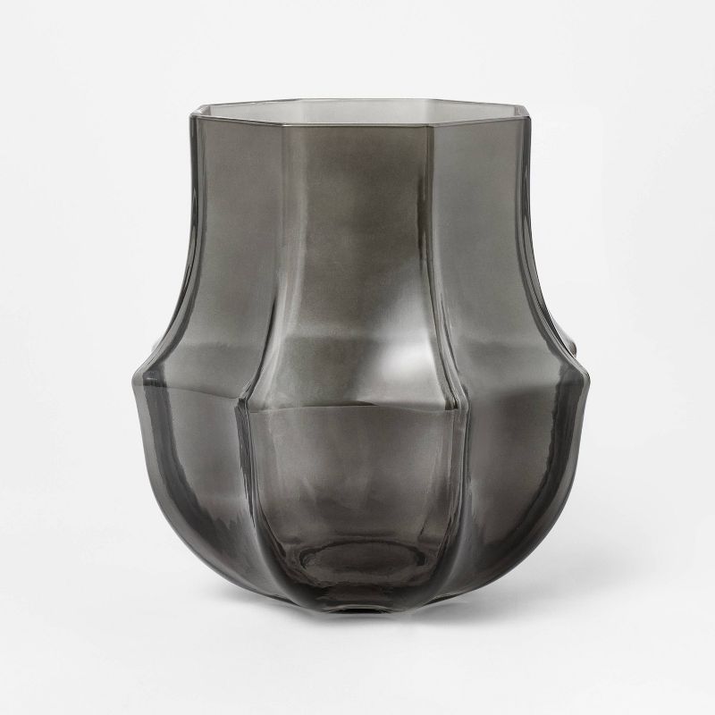 Geo Glass Decorative Vase Gray - Threshold designed with Studio McGee
