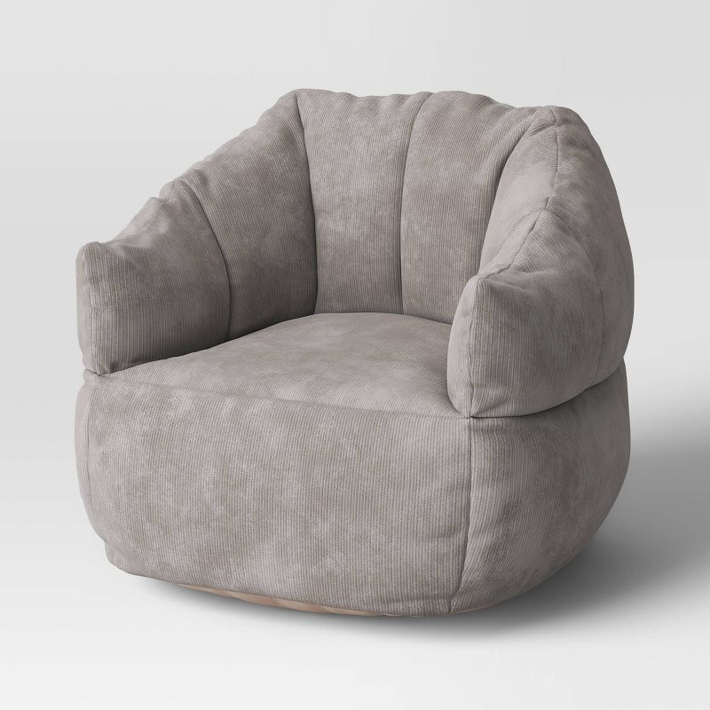 Corduroy Bean Bag Dorm Chair Light Gray - Room Essentials™: Quilted, Armrests, Polystyrene Beads Filling : Target