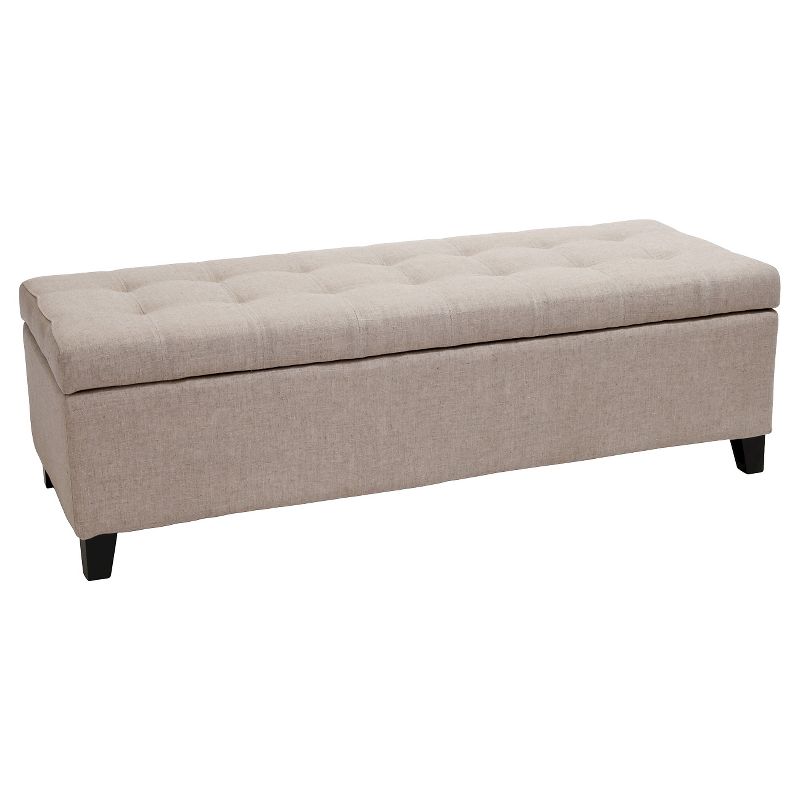 Mission Beige Tufted Fabric Storage Ottoman Bench Beige - Christopher Knight Home : Target