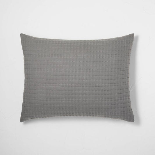 Standard Lyocell Cotton Blend Coverlet Sham Dark Gray - Casaluna
