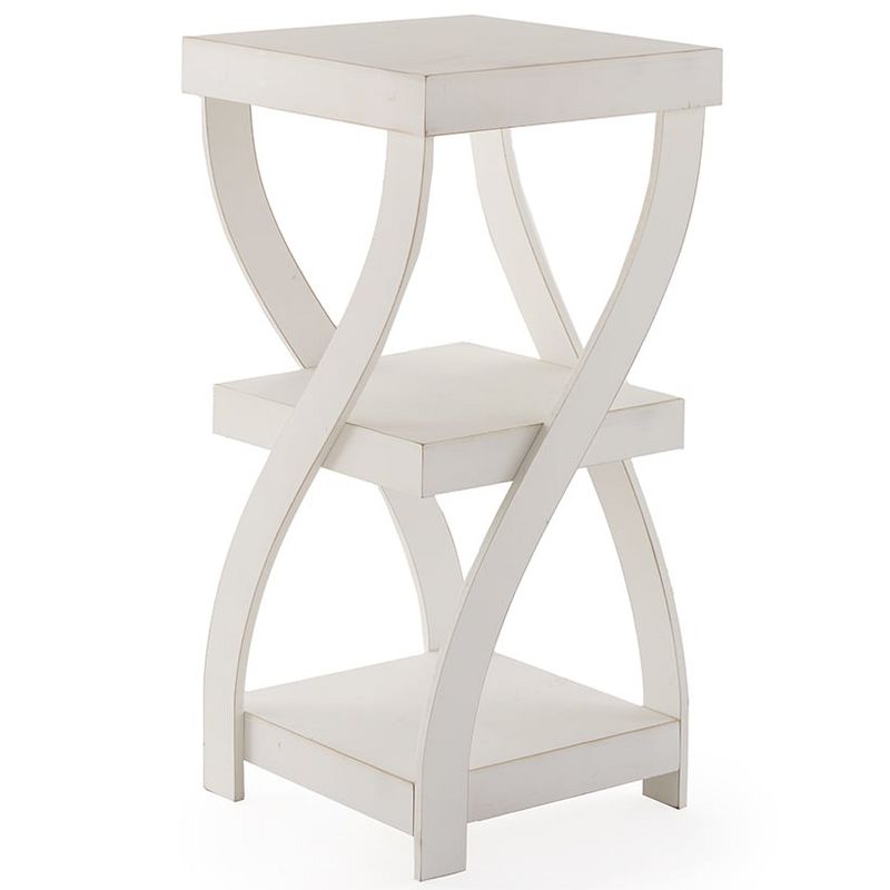 The Lakeside Collection Antique Finish Twisted Side Tables - Distressed White