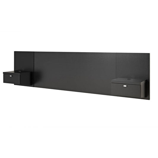 Series 9 Designer Floating King Headboard With Nightstands Black - Prepac: Wall Mounted, Laminated Finish : Target