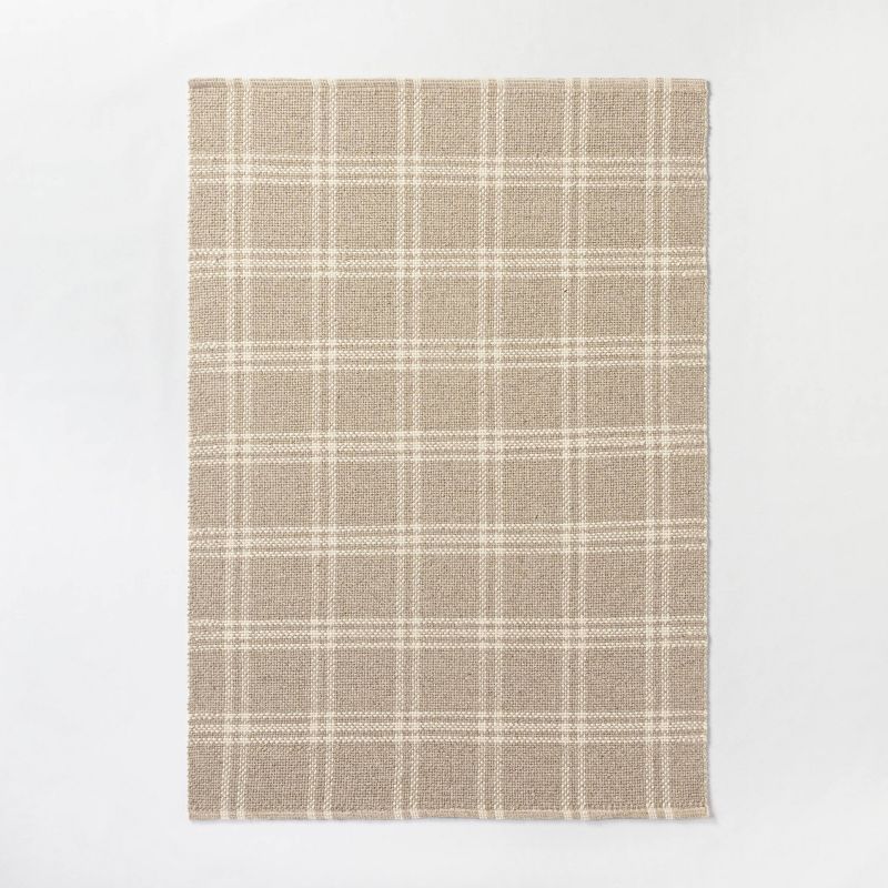 5'x7' Cottonwood Hand Woven Plaid Wool/Cotton Area Rug Neutral - Threshold designed with Studio McGee